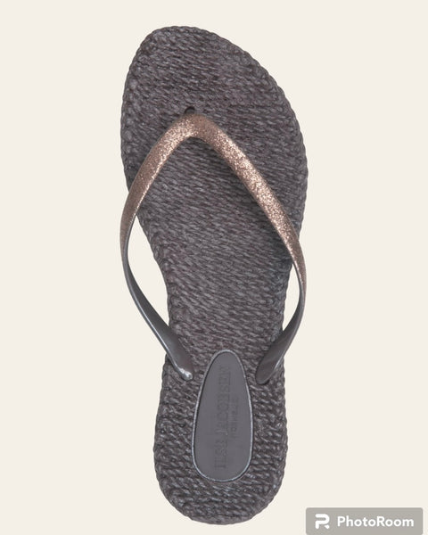 Tongs avec brides pailletées