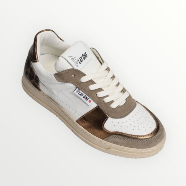 Baskets blanc et bronze Viky