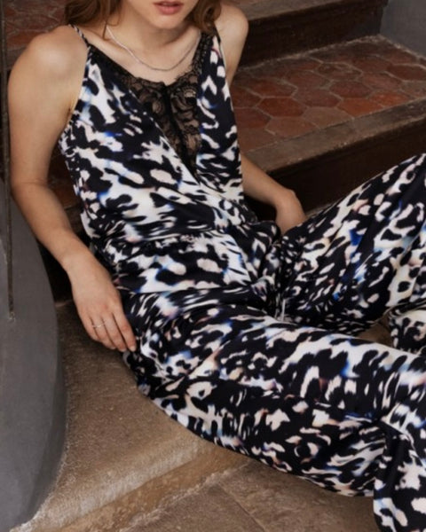 Top dentelle et imprimé