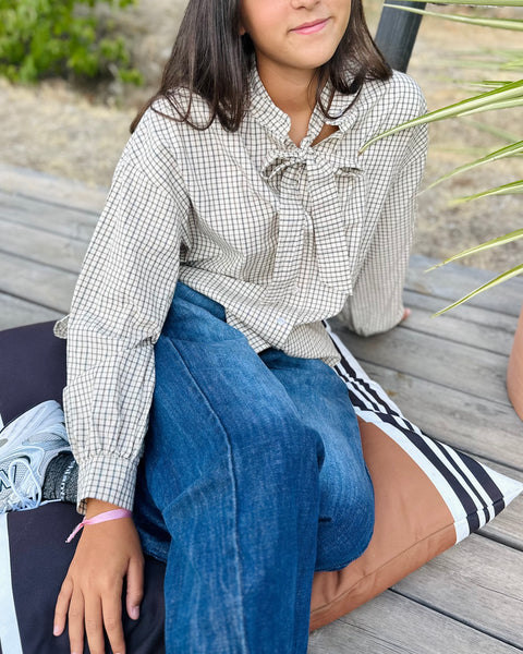 Chemise écrue à petits carreaux Livonia