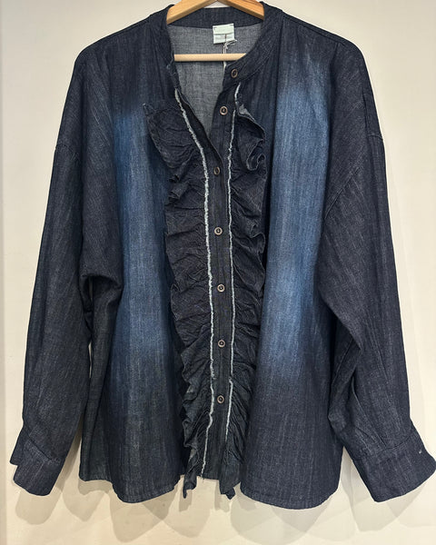 Chemise en jean bleu à jabots Ruinart