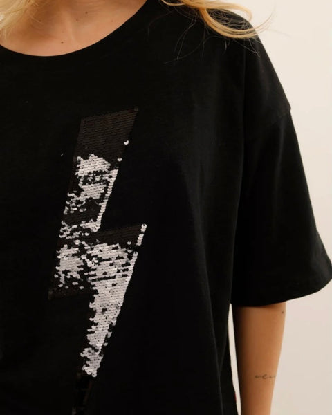 T-shirt noir à sequins Angie