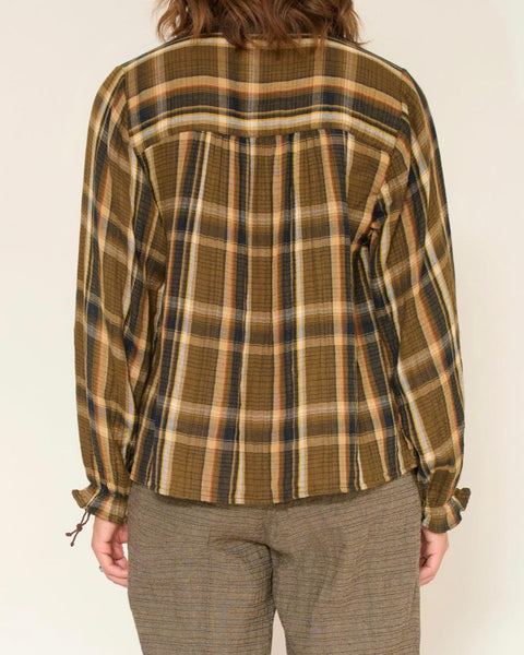 Blouse à carreaux kaki CRAIG