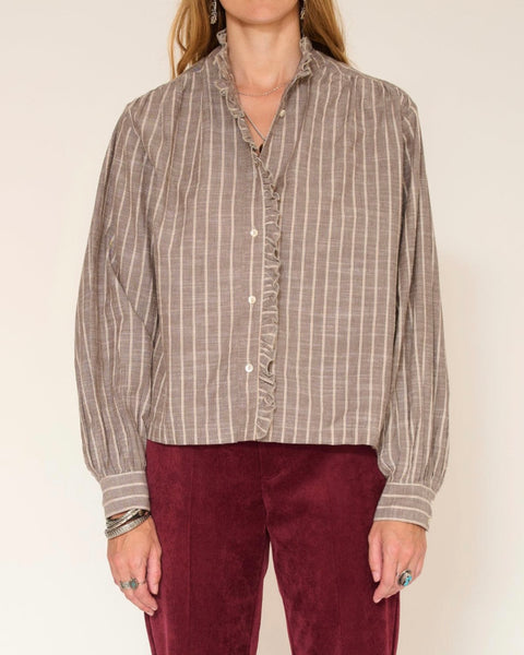 Chemise rayée gris et brun CARTALI