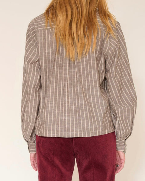 Chemise rayée gris et brun CARTALI