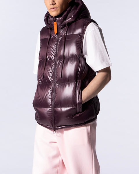 Doudoune sans manches burgundy brillant Cesar