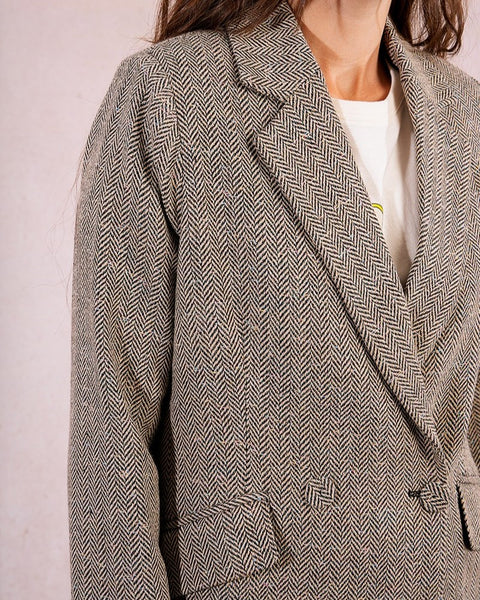 Blazer à chevrons noir et beige