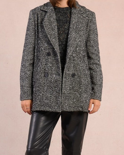 Veste à chevrons noir et blanc