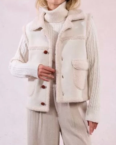 Veste sans manches écru