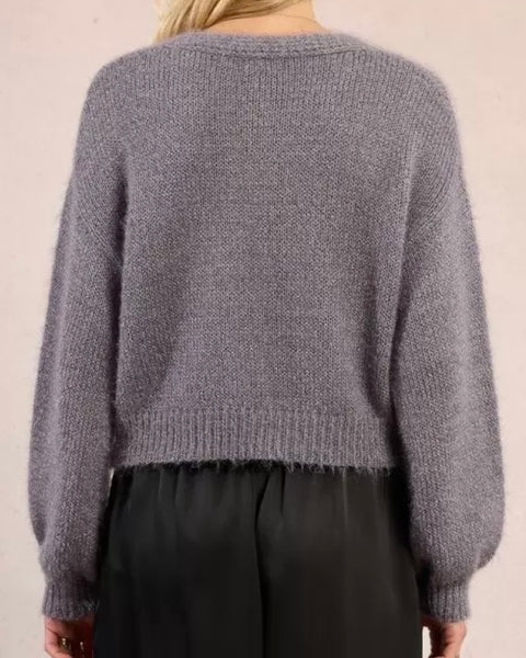 Gilet en maille gris lurex