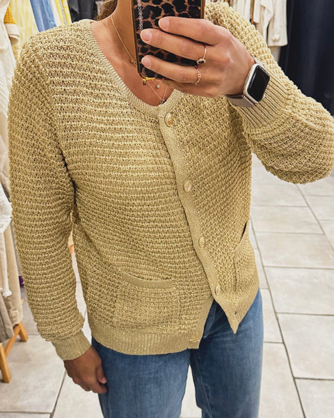 Cardigan doré en maille