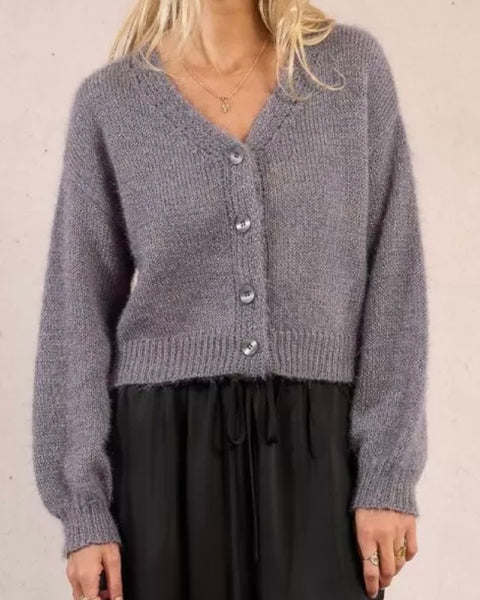 Gilet en maille gris lurex