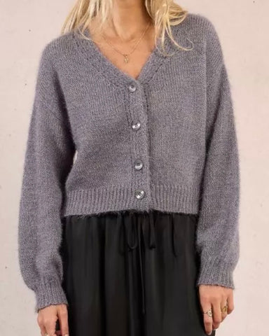 Gilet en maille gris lurex