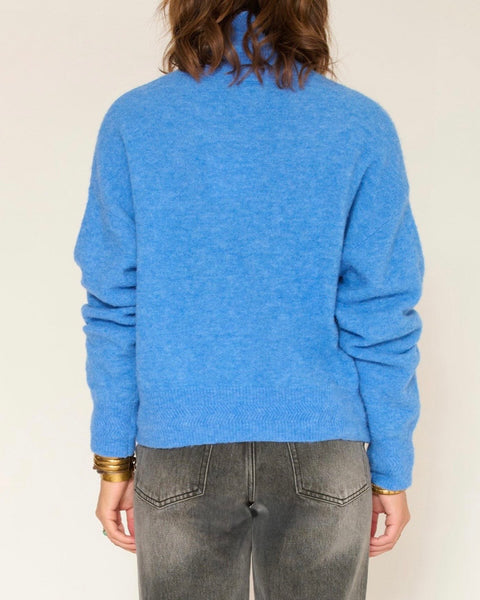 Pull col cheminé bleu Kadra