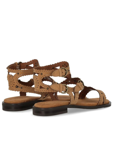 Sandales en daim camel Paprika