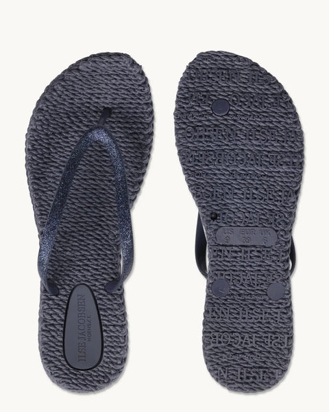 Tongs bleu niut avec brides pailletées