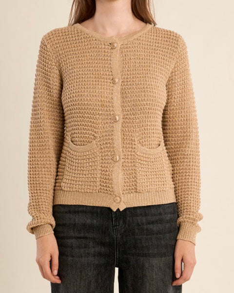 Cardigan doré en maille