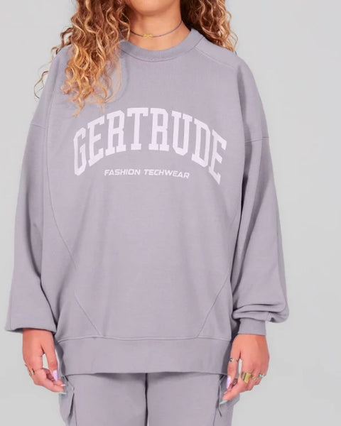 Sweat long oversize gris unisexe Ilona