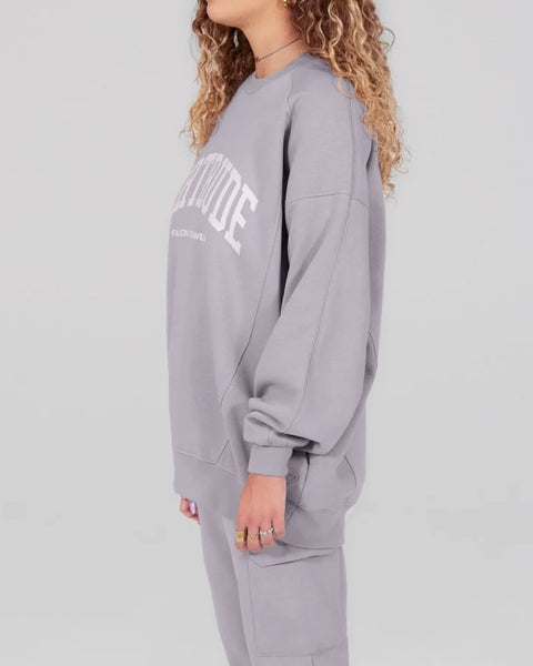 Sweat long oversize gris unisexe Ilona