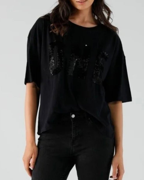 T-shirt noir sequins Alan