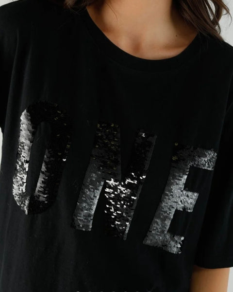 T-shirt noir sequins Alan