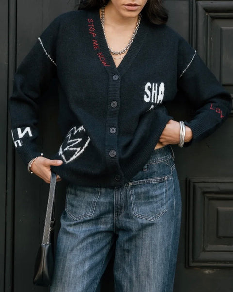 Gilet en maille à messages Cardie Intarsia