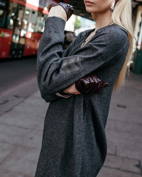 Robe en maille grise Rimel
