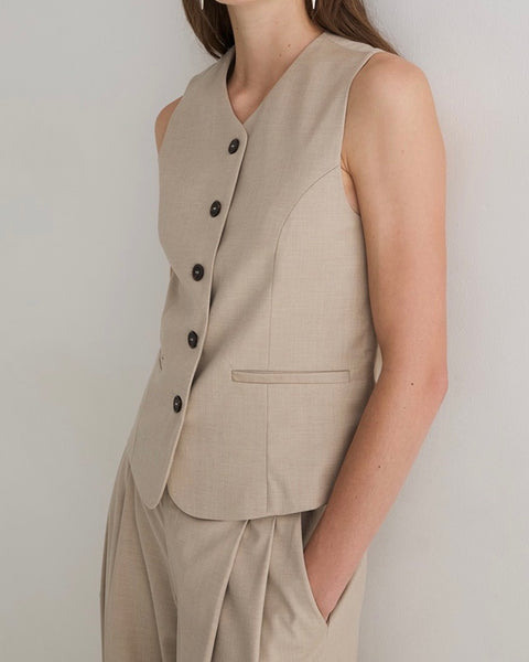 Gilet sans manches beige Yerse