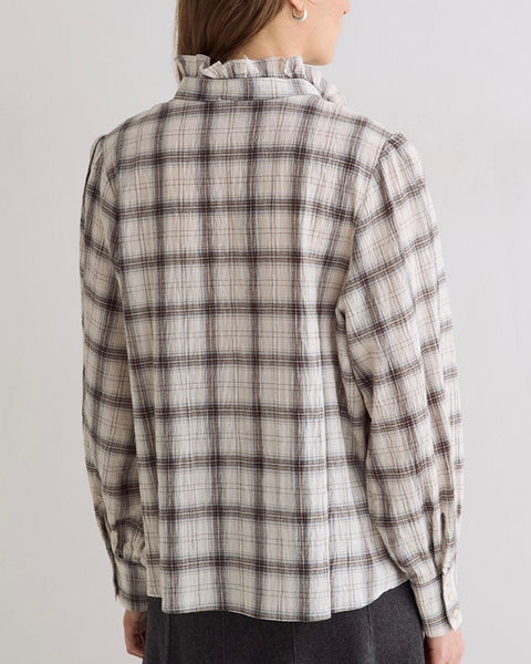 Chemise à carreaux avec volants