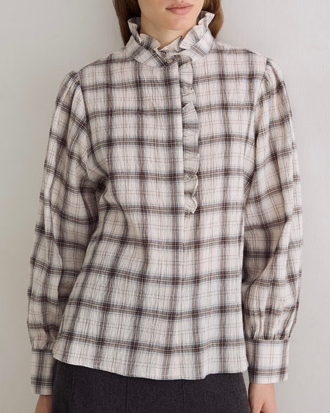 Chemise à carreaux avec volants