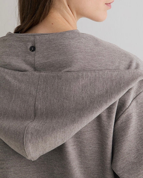 Sweat gris chiné à capuche amovible