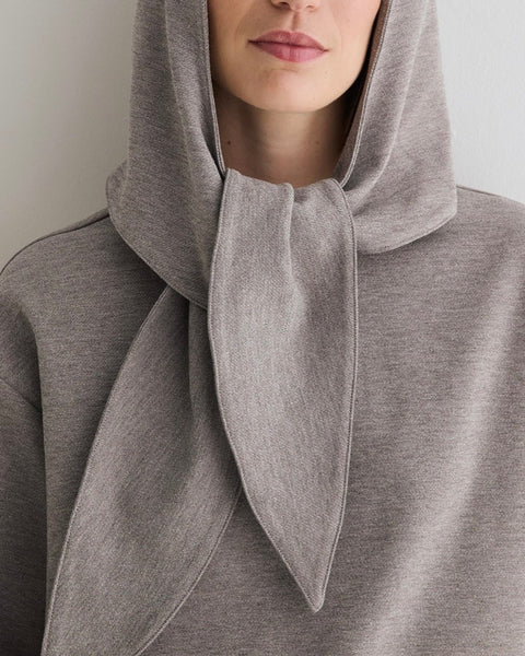 Sweat gris chiné à capuche amovible