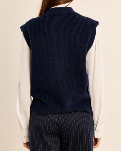 Gilet sans manches en maille bleu marine
