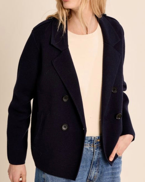 Veste en maille bleu marine
