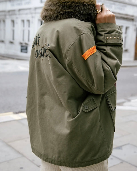 Parka mi-longue kaki Vatilie