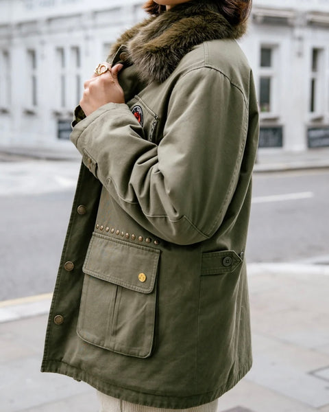 Parka mi-longue kaki Vatilie