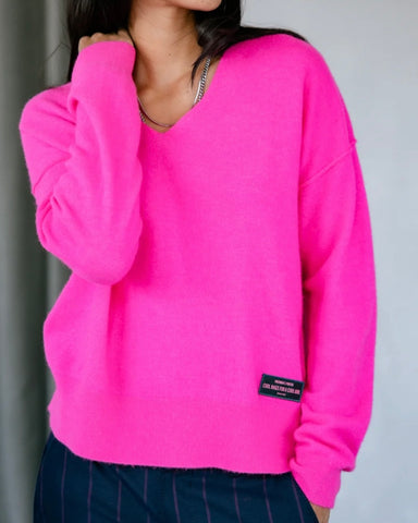 Pull col V rose fluo Pram