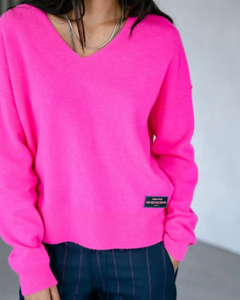 Pull col V rose fluo Pram