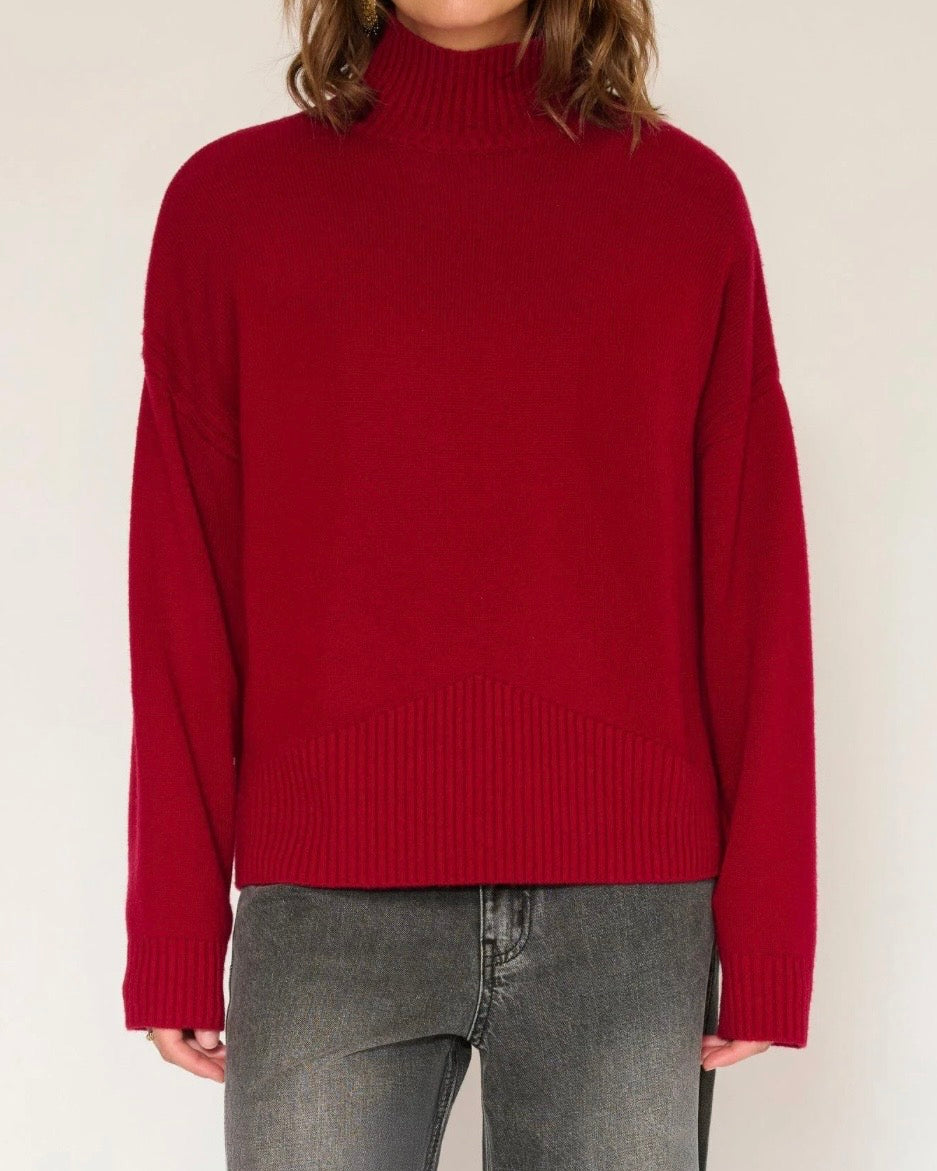 Pull col cheminé rouge Kodie