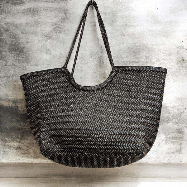 Sac en cuir tressé chocolat