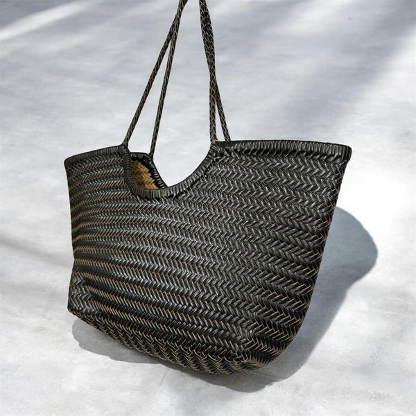 Sac en cuir tressé chocolat