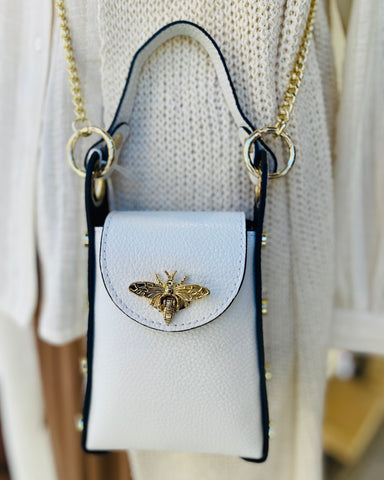 Sac en cuir blanc Abeille